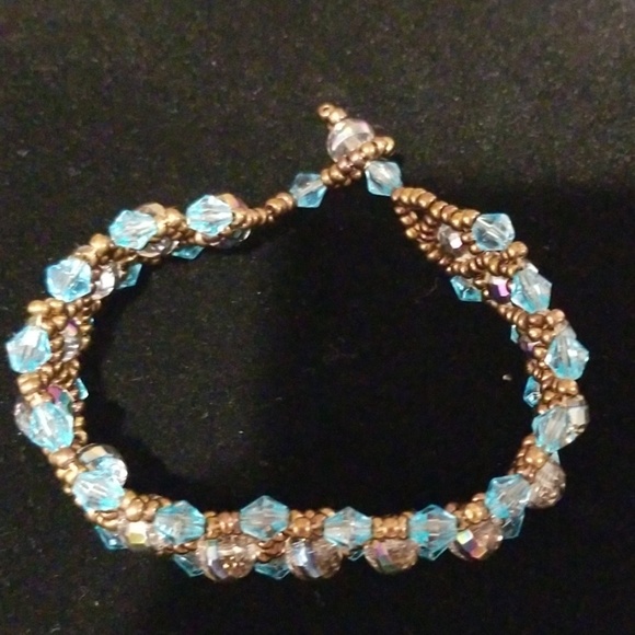 Blue and Champagne Crystal Bracelets - Picture 2 of 8